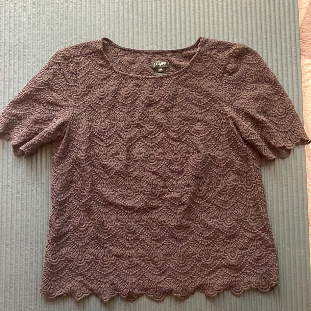 J. Crew Teal Lace Ruffled Blouse